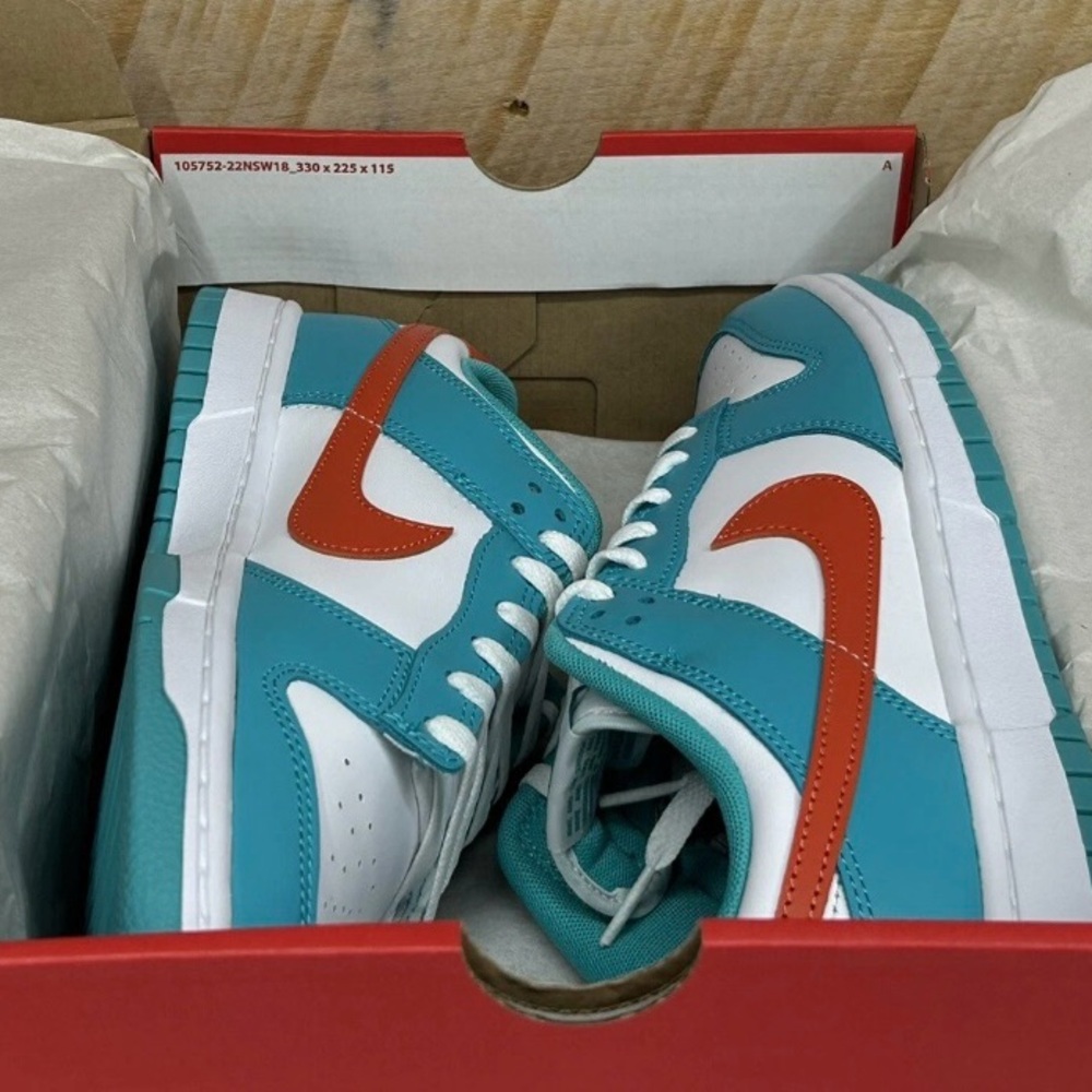 Nike Dunk Low Retro Miami Dolphins Blue Orange Dusty Cactus DV0833-102- Mens 8.5 - Picture 2 of 7